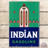 1940 Indian Gasoline Porcelain Pump Plate Sign
