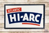 1953 5' Atlantic Hi-Arc Tin Sign & Wood Frame