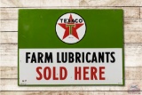 1952 Texaco Farm Lubricants Sold Here Porcelain Sign