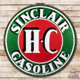 1957 6' Sinclair H-C Gasoline Double Sided Porcelain ID Sign & Ring