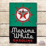 1939 Texaco White T Marine White Gasoline SS Porcelain Sign
