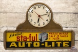 Auto-Lite Sta-Ful Lighted Counter Display Sign & Clock