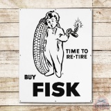 3' Buy Fisk Tires Time To Re-Tire Porcelain Sign
