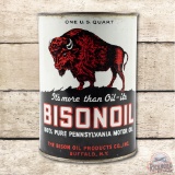 Full 1 Quart Bisonoil 100% Pure Pennsylvania Motor Oil Can