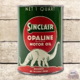 Full 1 Quart Sinclair Opaline White Dino Motor Oil Can