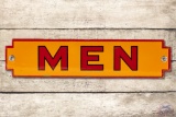 Shell Men Restroom Black Border Die Cut Porcelain Sign