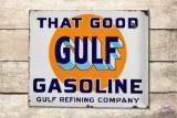 That Good Gulf Gasoline Porcelain Flange Sign