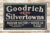 5' Goodrich Silvertowns Madison Battery & Tire Service Framed Tin Sign