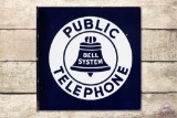 Bell System Public Telephone Porcelain Flange Sign