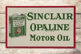 Sinclair Opaline Motor Oil w/ Can Embossed Tin Sign