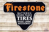 3' Firestone Tires Batteries Spark Plug Brake Lining Accessories Double Sided Porcelain Sign