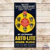 We Recommend Auto-Lite Spark Plugs Embossed Tin Sign