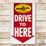 Pennzoil Drive To Here Self Framed Tin Sign
