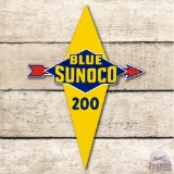 Blue Sunoco 200 Die Cut Porcelain Pump Plate Sign