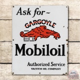 Ask For Mobiloil Gargoyle Authorized Service Vacuum Oil Co Porcelain Sign