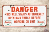 Sinclair Danger Oil Well Switch w/ Logo Porcelain Sign