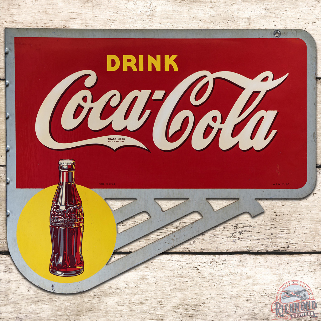 1940 Drink Coca Cola Bottle & Sun Logo Tin Flange | Proxibid