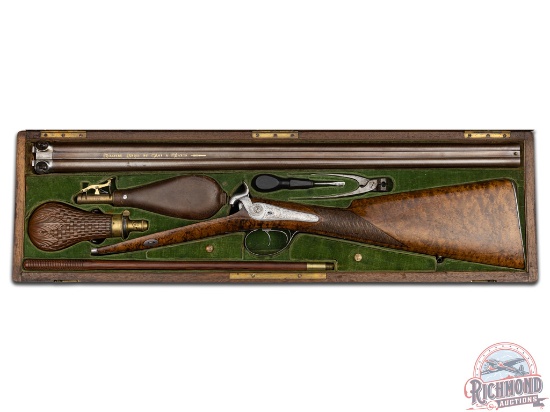 Delpire Cased Percussion Muzzleloading 20 Gauge Side By Side Shotgun & Case