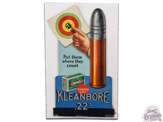 Remington UMC Kleanbore .22's "Put Them Where They Count" Die Cut Easel Back Countertop Display Sign