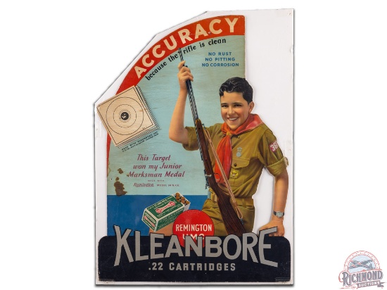 Remington UMC Kleanbore .22 Cartridges Die Cut Cardboard Easel Back Countertop Display Sign