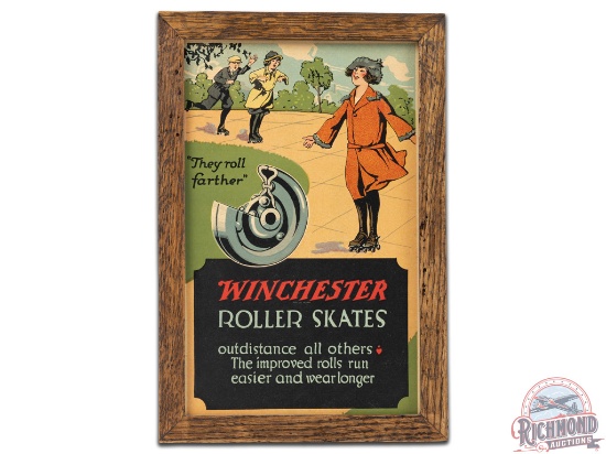 Winchester Roller Skates & Paint Framed Double Sided Cardboard Sign