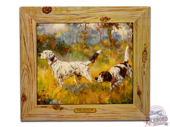 Federal Cartridge Corp. Cardboard Easel Back Advertising Sign With Dogs Light Frame