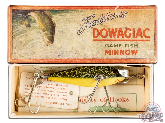 Extremely Rare Heddon Dummy Double Crackle Back Fishing Lure & Original Box