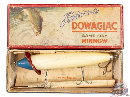 Very Early Heddon 200 Slopenose Fishing Lure With Red Painted Diving Collar & Original Box