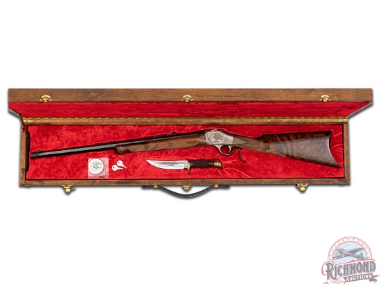 Rosa Bee Engraved Browning B-78 Bicentennial Edition Single Shot Rifle With Factory Case & Knife