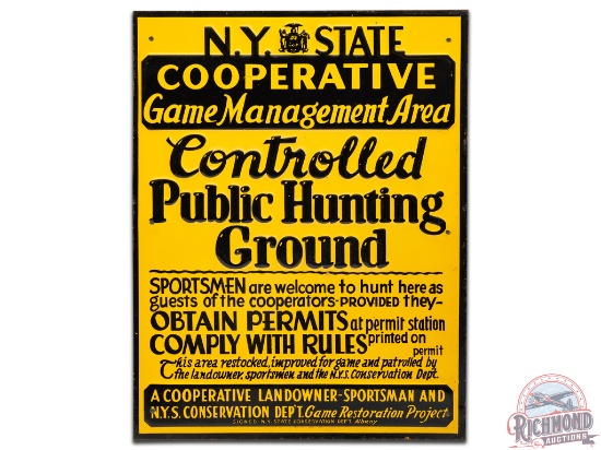 NOS New York NY State Cooperative Game Management Area Embossed Tin Sign