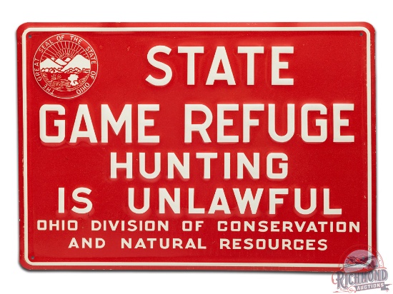 NOS Ohio Division Of Conservation State Game Refuge Embossed Metal Sign