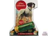 Remington UMC Kleanbore Nitro Express Shotgun Shell Die Cut Carboard Sign With Dog