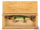 Heddon 150 Underwater Minnow Crackle Back Fishing Lure & Original Wood Box