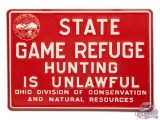 NOS Ohio Division Of Conservation State Game Refuge Embossed Metal Sign