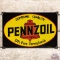 Pennzoil Supreme Quality 100% Pure Pennsylvania SS Porcelain Sign w/ Red Bell