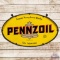 Pennzoil Safe Lubrication DS Porcelain Sign w/ Brown Bell & Ring