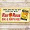 1959 Red Rose Dog & Puppy Food Embossed SST Sign w/ Logo