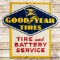 1956 Goodyear Tire and Battery Service Embossed SST Sign w/ Logo