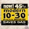 Modern 10-30 Heavy Duty Motor Oil Saves Gas DST Sign
