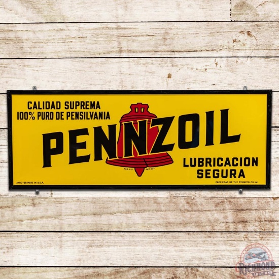 Pennzoil Lubrication Segura Embossed SST Sign w/ Red Bell