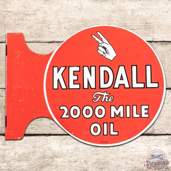 NOS 1954 Kendall The 2000 Mile Oil DST Flange Sign w/ Logo