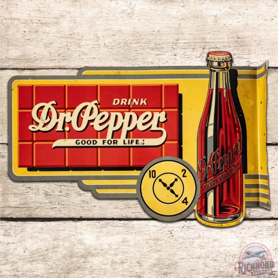 1940 Drink Dr. Pepper Good for Life Die Cut DST Flange Sign