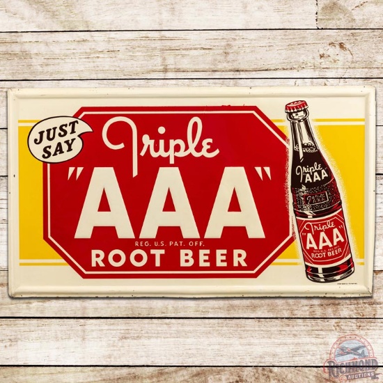 Triple A Root Beer Embossed SST Sign w/ Bottle