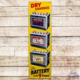 Laher Mustang Exeter Batteries Vertical Embossed SST Sign w/ Logo