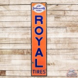 1945 Dominion Royal Tires Vertical SS Porcelain Sign w/ Beaver