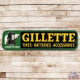 1949 Gillette Tires Batteries Accessories 6' Embossed SST Sign w/ Bear