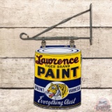 Lawrence Tiger Brand Paint DS Porcelain Sign w/ Bracket & Logo