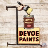 Devoe Paints Die Cut DS Porcelain Sign w/ Bracket