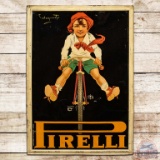 1934 Pirelli Bicycle Tires Embossed SST Sign w/ Graphics