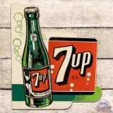 1947 7up Die Cut DST Flange Sign w/ Bottle